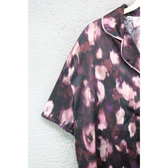 Jason Wu Short Sleeve Button-Up Satin Pajama Set-Medium-Drawstring-Pockets - Picture 12 of 16